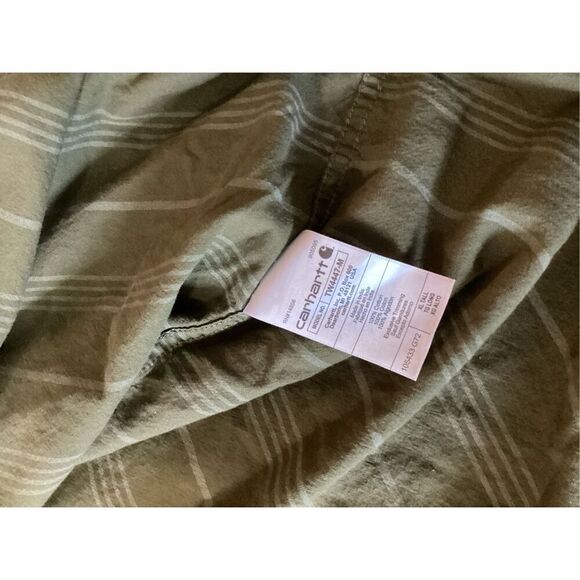 Carhartt Loose Fit Chambray Plaid Long Sleeve Shirt Sz XLT - Picture 5 of 7